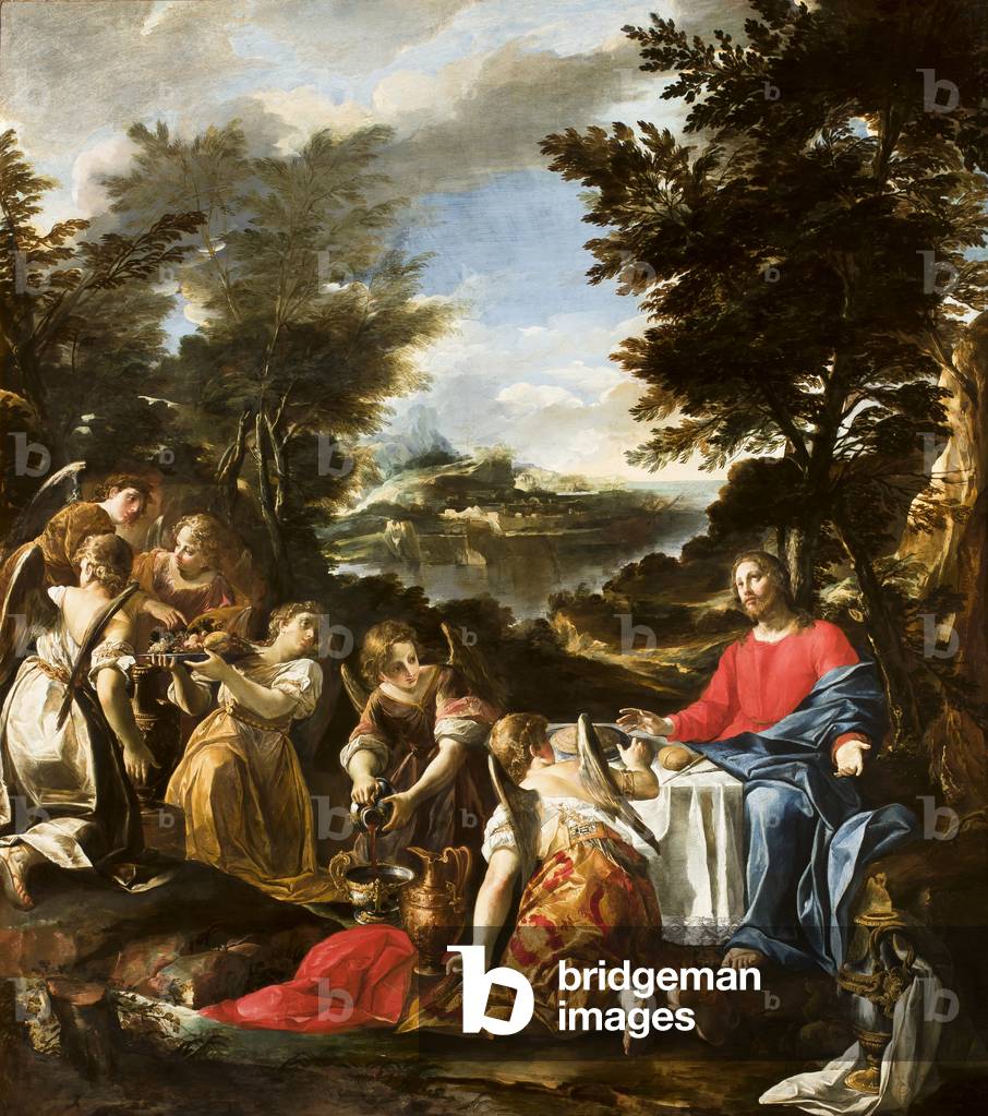 Cristo servito da angeli, c.1650-1700 (olio su tela)