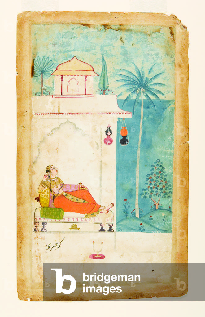 Gurjari Ragini von Megh, um 1680 (blickdicht w/c & gold auf Papier)