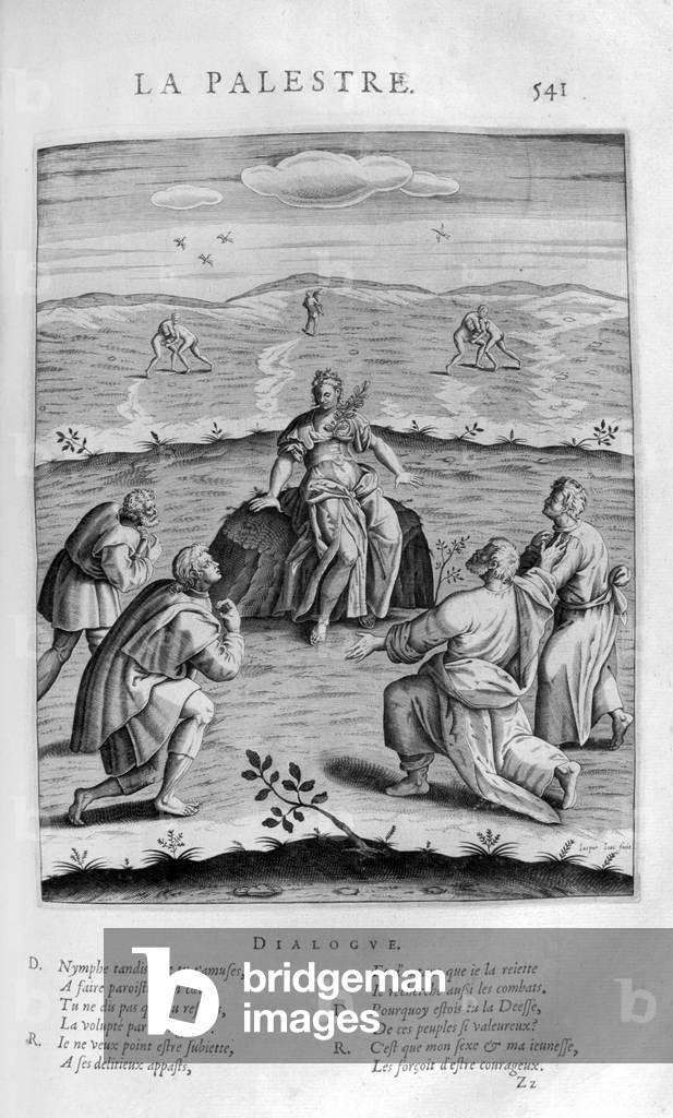 The palaestra (ancient Greek wrestling school), 1615 (engraving)