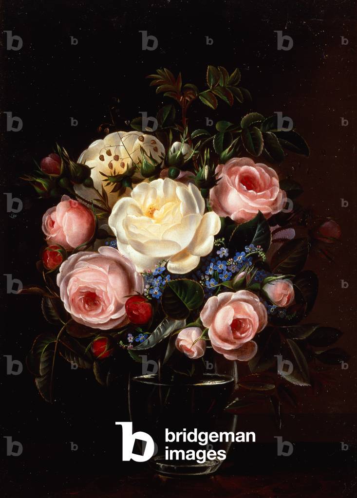 Immagine di Dipinto "Peonie in un vaso su una tavola (olio su tela)" 1801 di Gabriel Schachinger