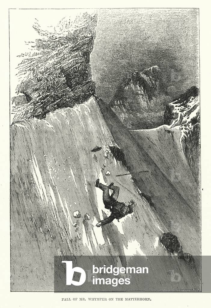 Image of Fall of Mr Whymper on the Matterhorn (engraving) by English