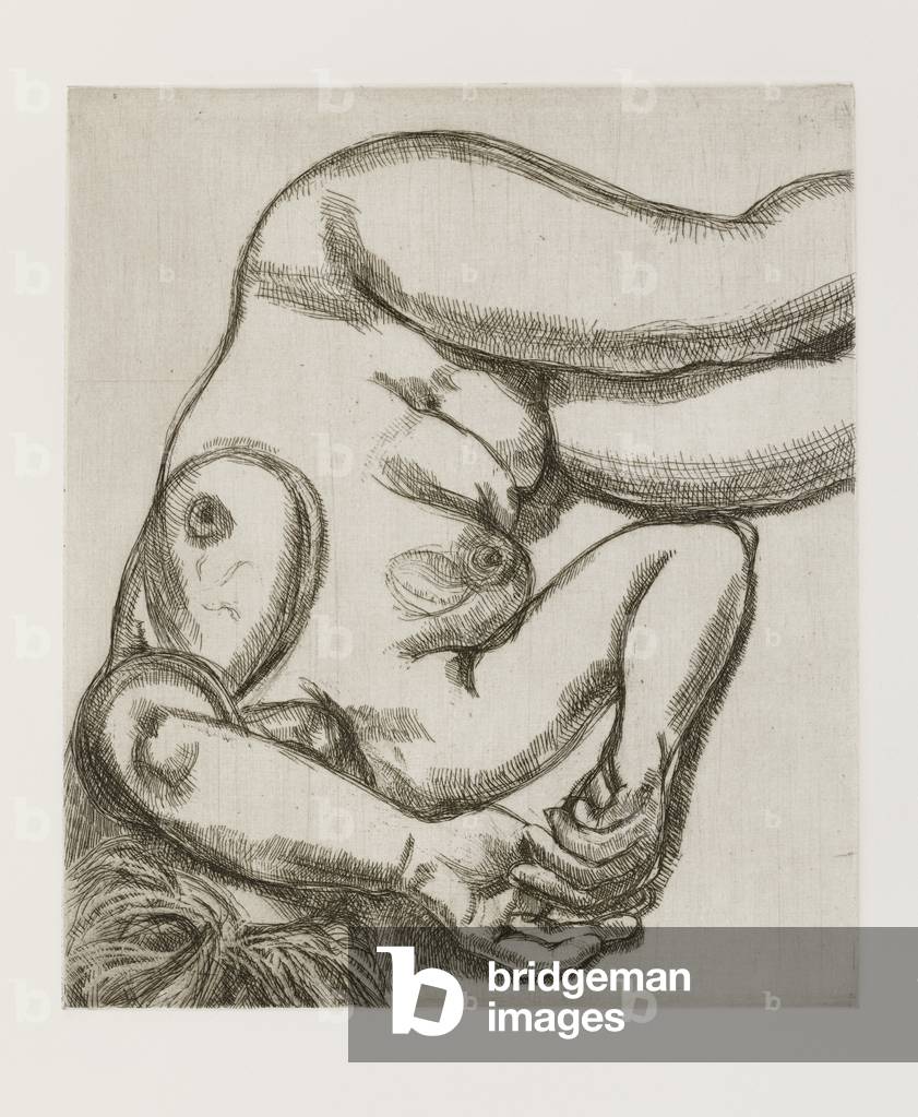 frau auf Ein bett, 1992 (Ätzen)