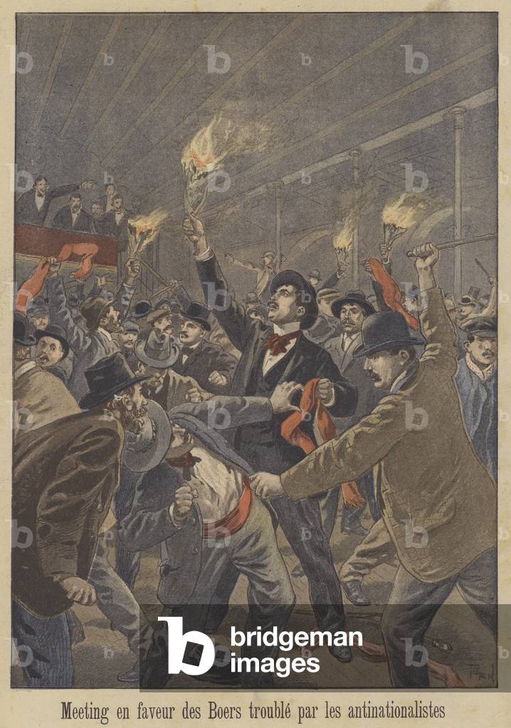"Antinationalisten stören ein Treffen zur Unterstützung der Buren in Paris (Farblitho)" von Oswaldo Tofani