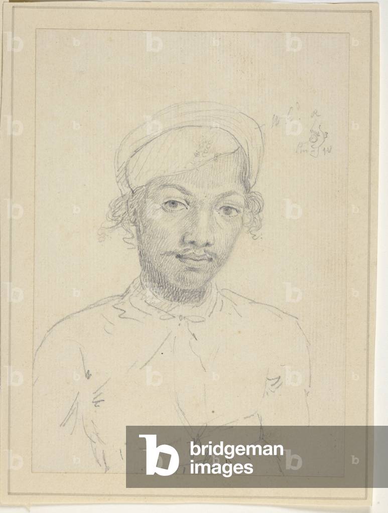 Ritratto di uomo. Matita, penna e inchiostro e lavaggio Studi vari di figure, realizzati in India tra il 1786 