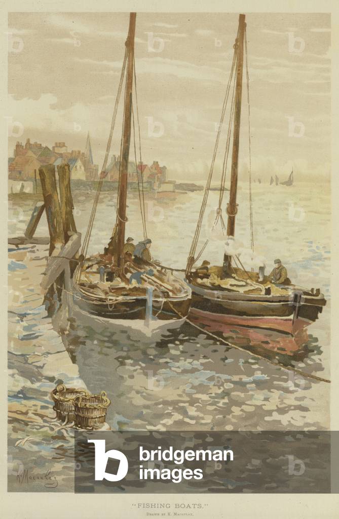 Bateaux de pêche (chromolitho) 1886 par English School
