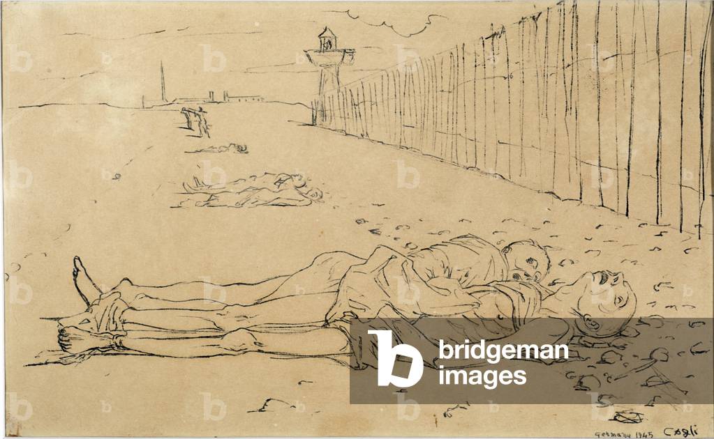 Buchenwald, 1945 (oil on paper)