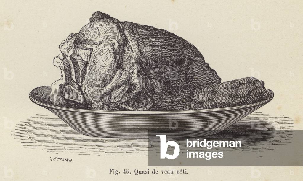 Bild von Druck "Quasi de Veau Roti (Litho)" 1801 von French School