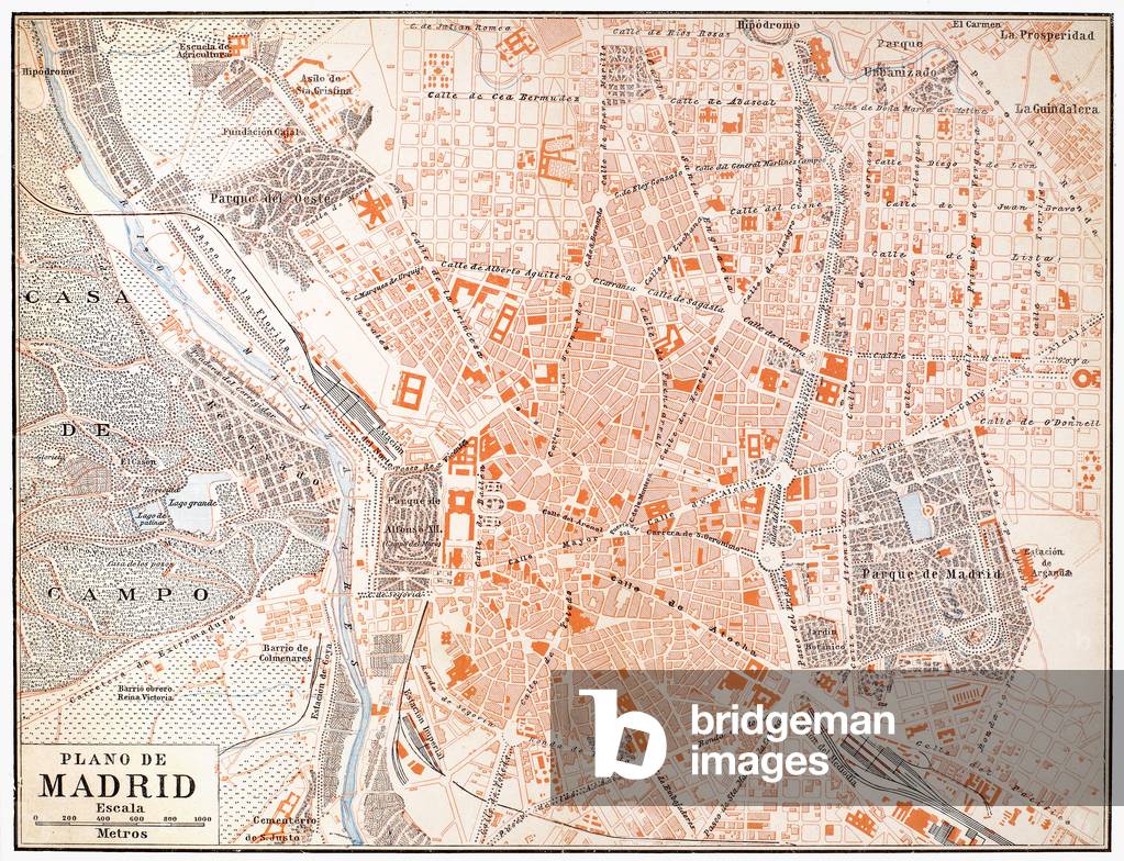 Image of SPANIEN MADRID KARTE, um 1920 spanische Karte von Madrid, um