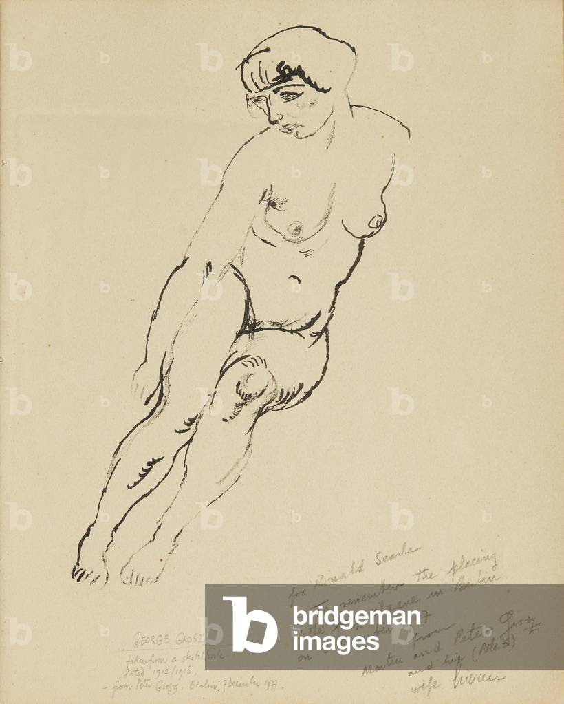 Weiblicher Akt (Feder und Tusche auf Papier)