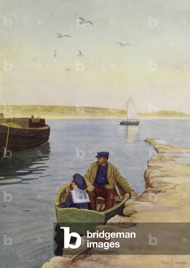 "St Martin's Pier (lito a colori)" 1901 di Jessie Mothersole
