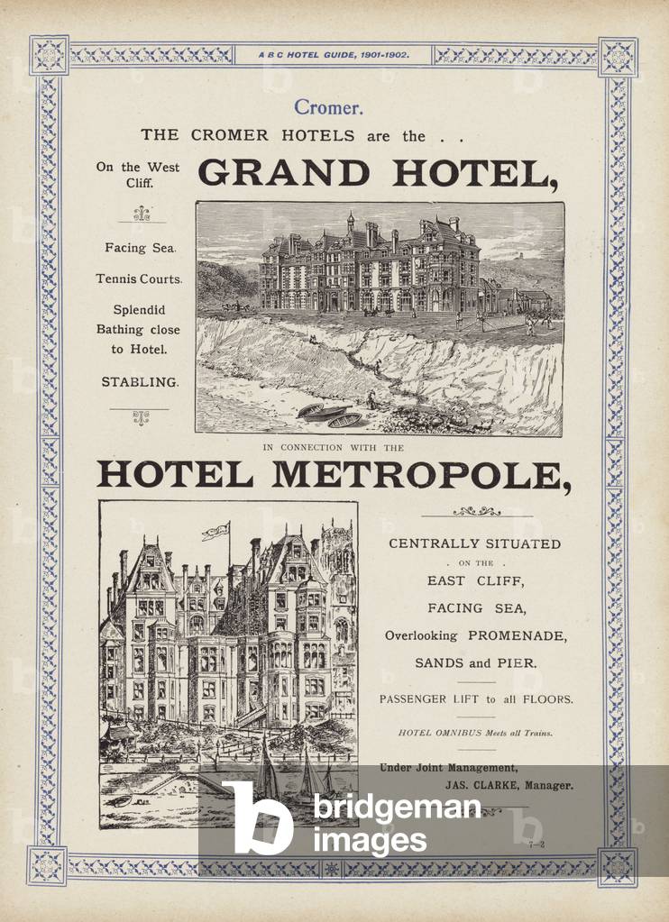 Image de Estampe représentant Page du guide hôtelier ABC pour les voyageurs et les touristes 1901 par English 