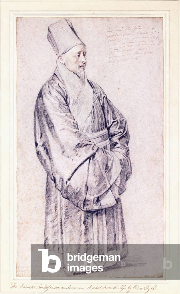 Porträt von Nicolas Trigault S.J. in chinesischem Kostüm, (Kreide, Stift und braune Tinte.)