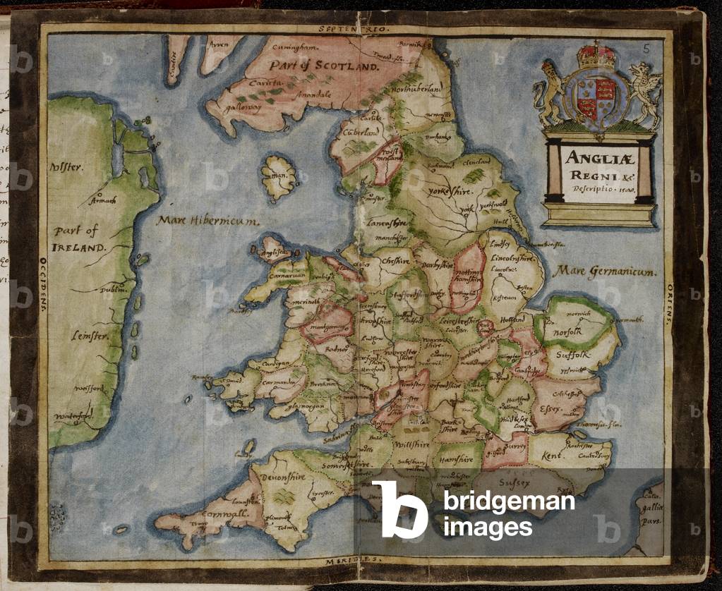 Mappa di Anglia Regni (Inghilterra, Galles e una costa d'Irlanda).