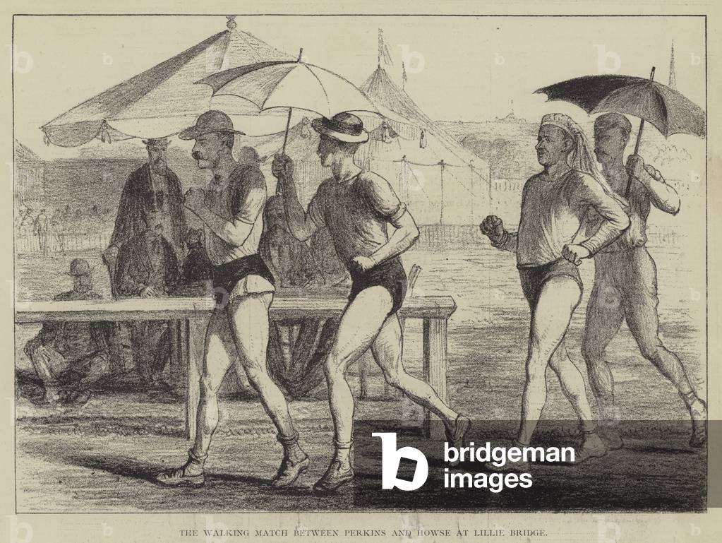The Walking Match between Perkins and Howse at Lillie Bridge (engravur)