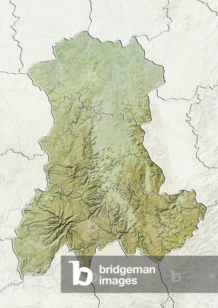 Image of Region of Auvergne, France, Relief Map