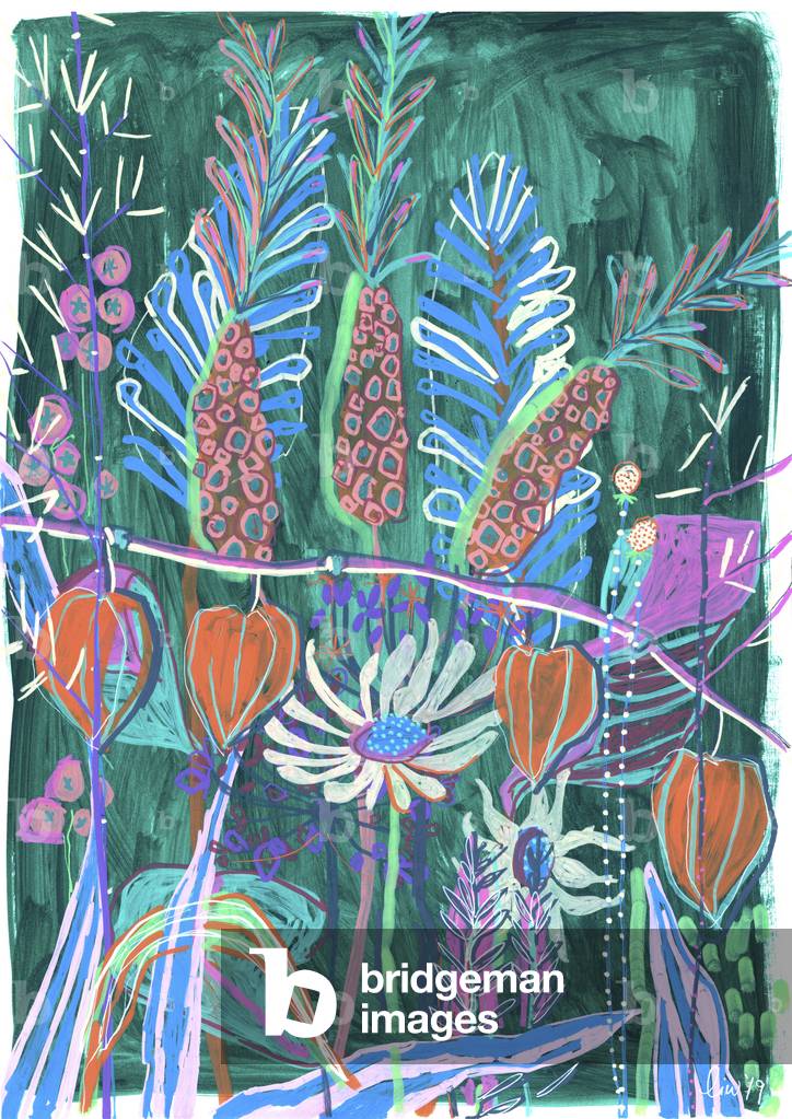Image de Peinture représentant Lanternes orange 2019 par Lulu IW