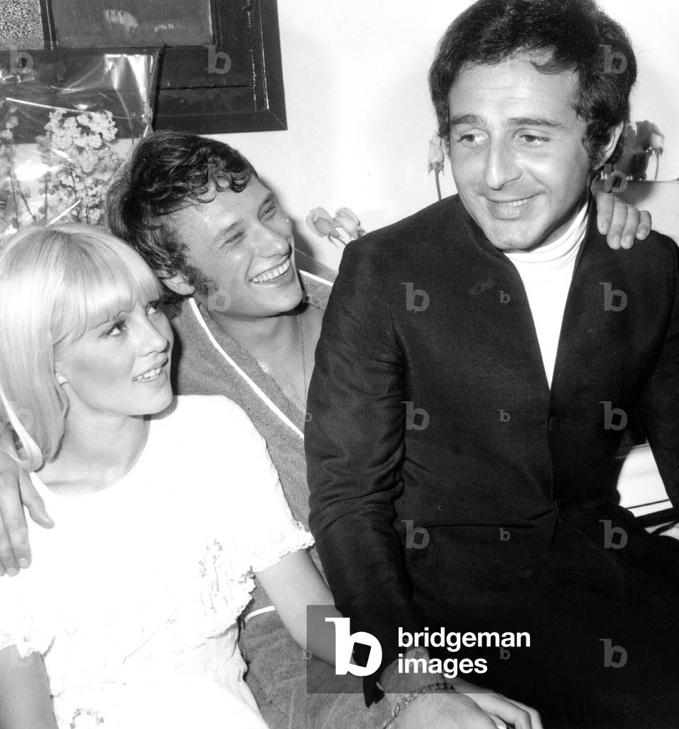 Richard Anthony Gratulating Johnny Hallyday and Sylvie Vartan After Concert at Olympia March 17, 1967 (s/w Fot