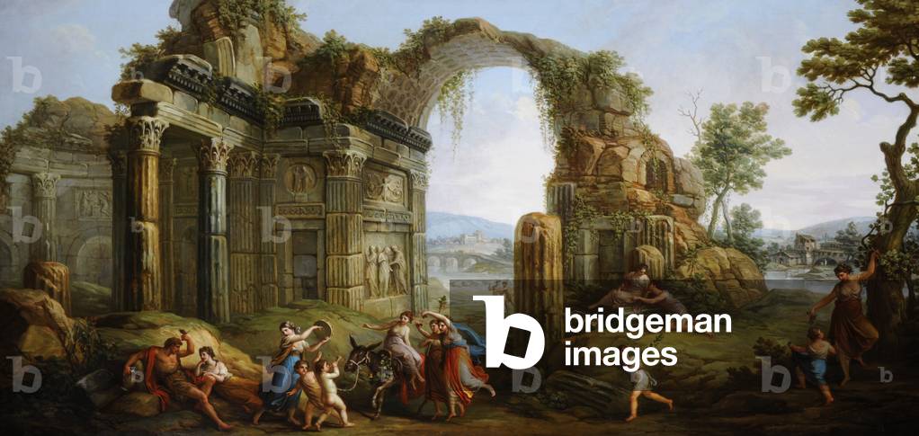 Bild von Gemälde "Capriccio of Figures tanzt unter klassischen Ruinen" von Antonio Zucchi