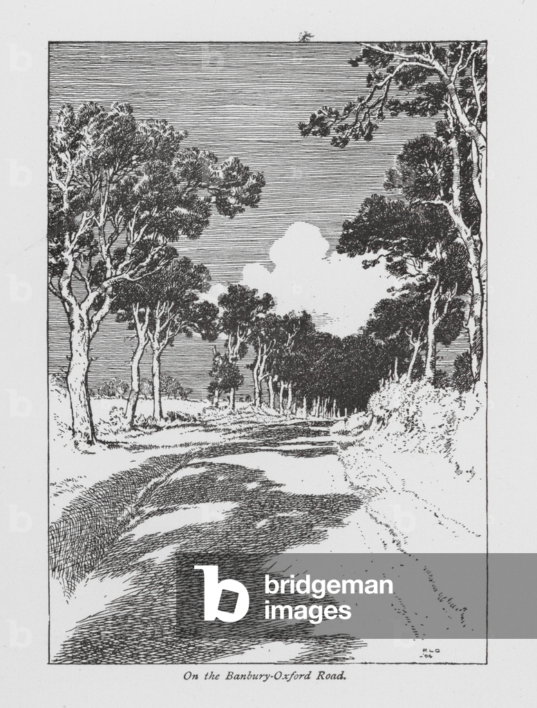 Immagine di Stampa "Sulla Banbury-Oxford Road (litografia)" 1901 di Frederick Landseer Maur Griggs