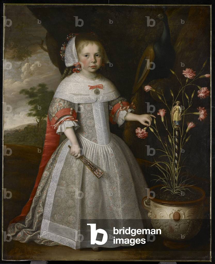 Image of Painting depicting Portrait of a Young Girl with Carnations, c.1663 by Jan Albertsz Rotius