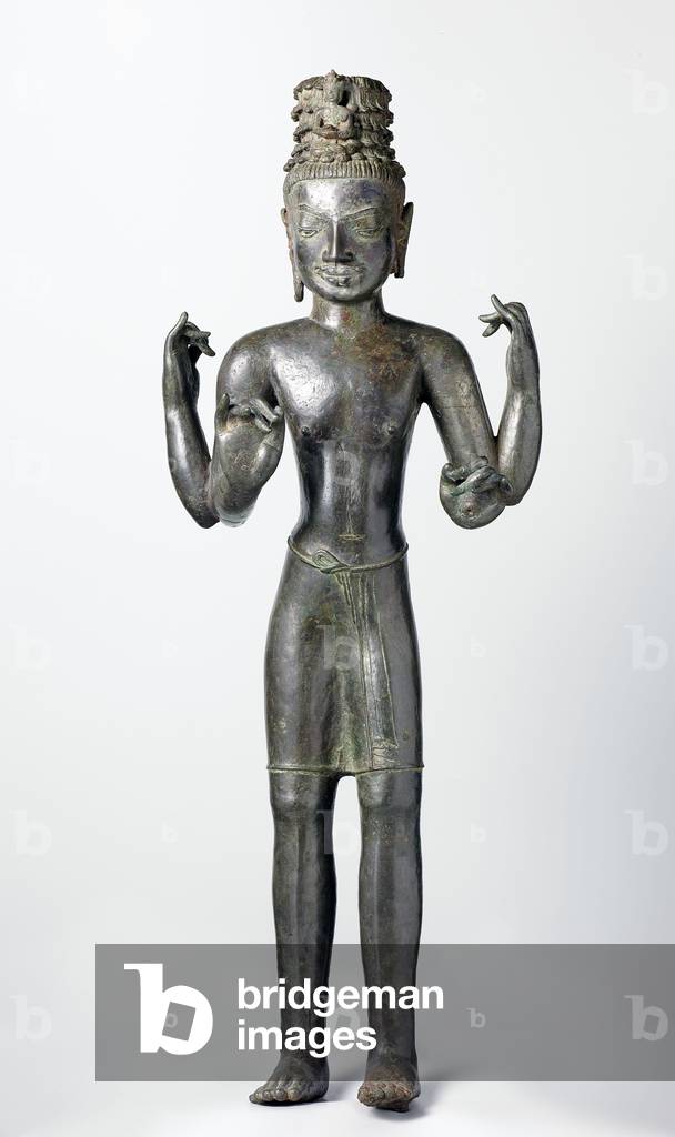 Thaïlande/Siam : Bronze image debout du bodhisattva Avalokitesvara