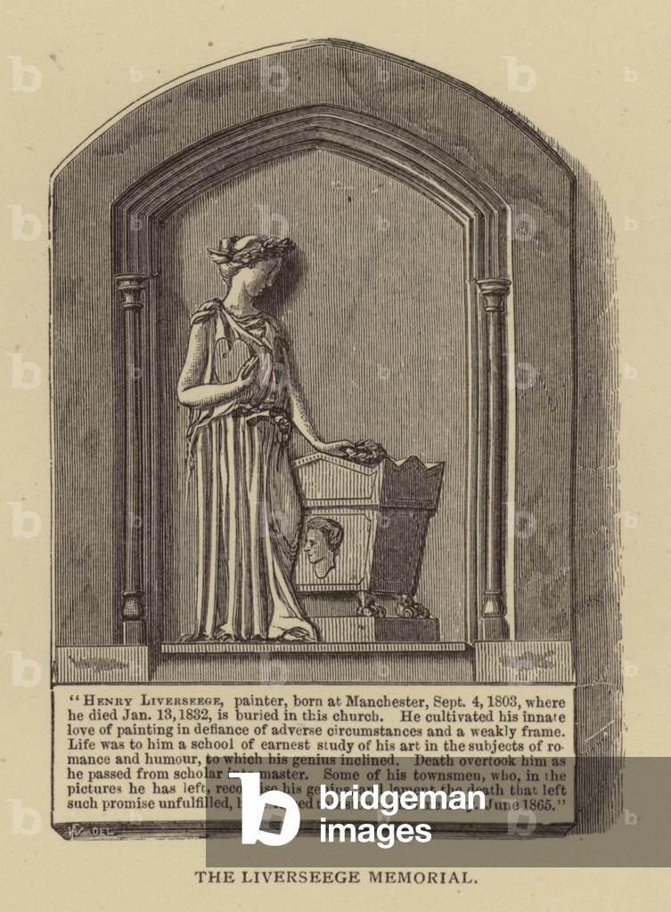 "Manchester: Il Liverseege Memorial (incisione)" 1801 di English School