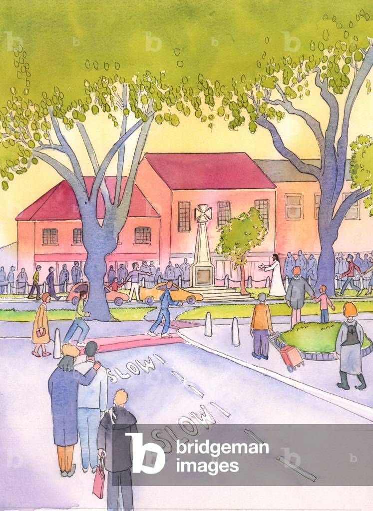 Molte persone si precipiterebbero a vedere Gesù, se dovesse apparire nella strada principale locale, 2003 (w/c