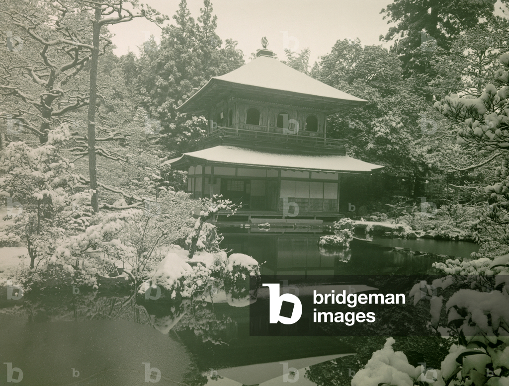 Image of Photography depicting View of Ginkaku-ji under the snow in Kyoto 1900 by Teijiro Takagi