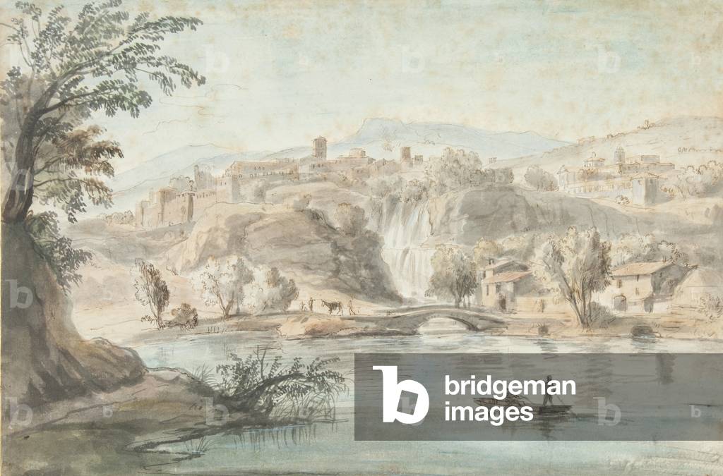 Paesaggio a Tivoli, 1701-10 (penna, inchiostro marrone e lavaggi colorati su carta)