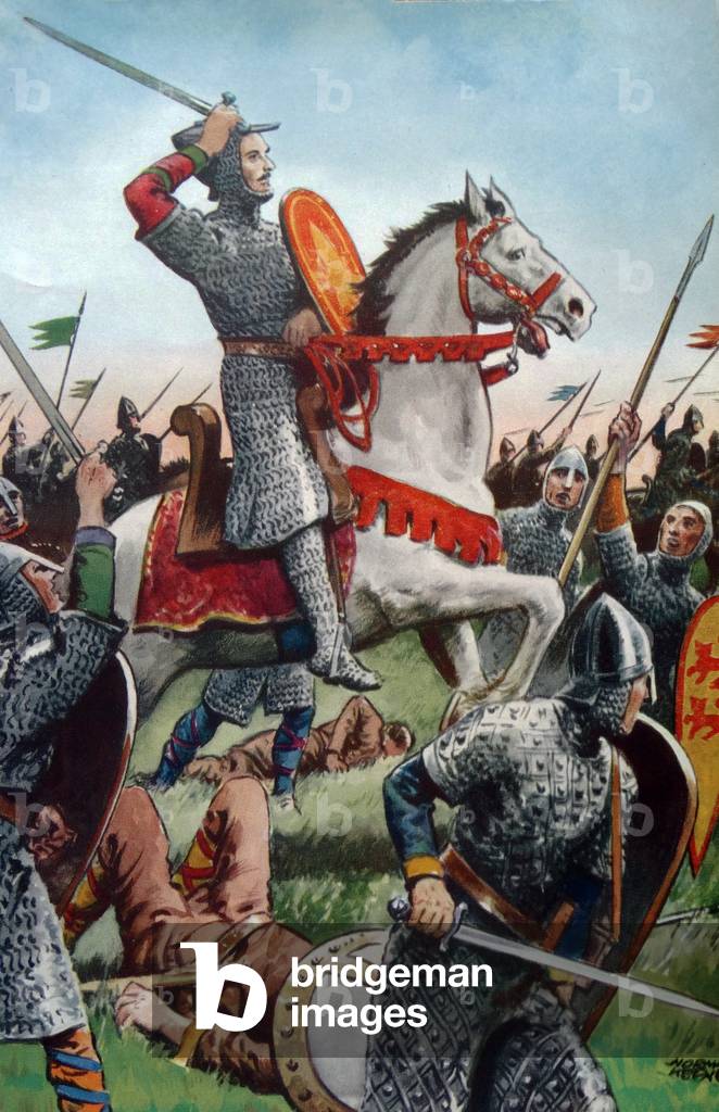 Image of Print depicting William the Conqueror at the Battle of Hastings. 1754