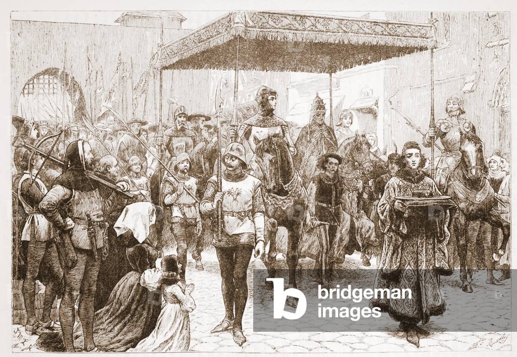 Ingresso di Papa Giovanni a Costanza, illustrazione da 'The History of Protestantism 'di James Aitken Wylie (1