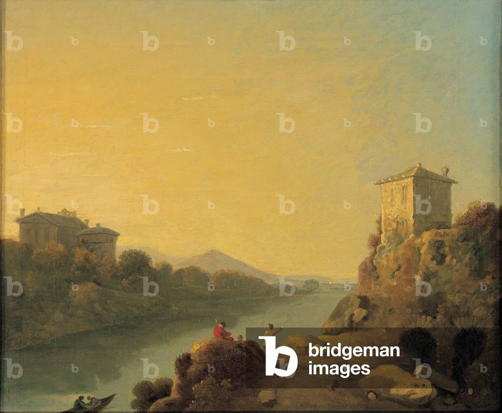 Paesaggio fluviale italiano, c.1760-69 (olio su tela)