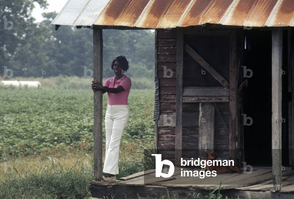 Image of MISSISSIPPI RURAL SCENE A woman and a dog on the