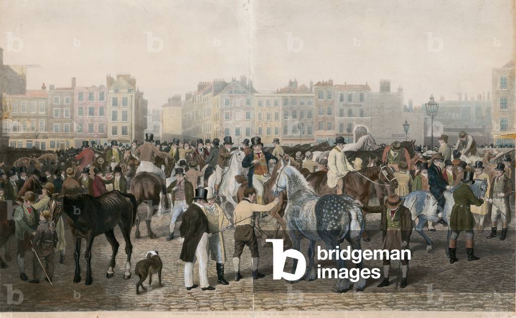 Immagine di Incisione "Old Smithfield Market (incisione colorata)" di Jacques-Laurent Agasse