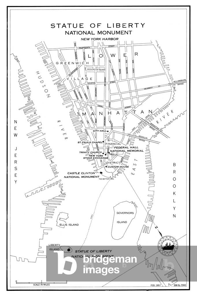 Image of STATUE OF LIBERTY, 1957 Map of the Statue of Liberty