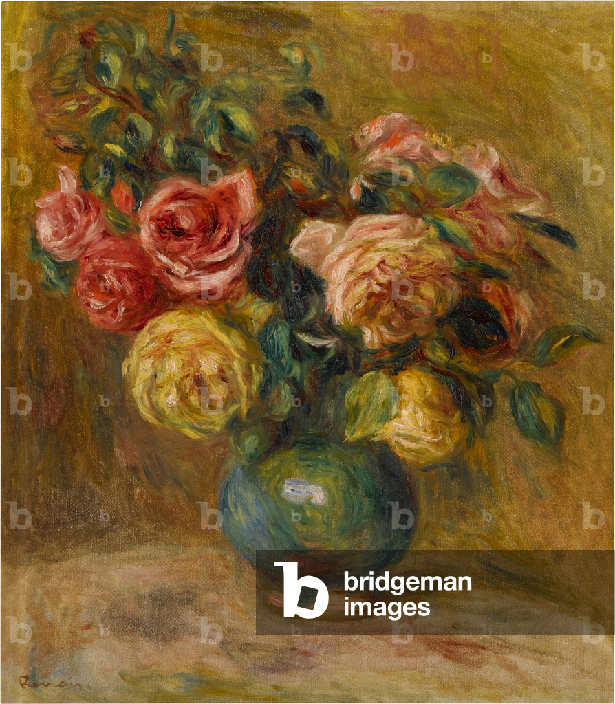 Rose in un vaso verde, 1900 (olio su tela)