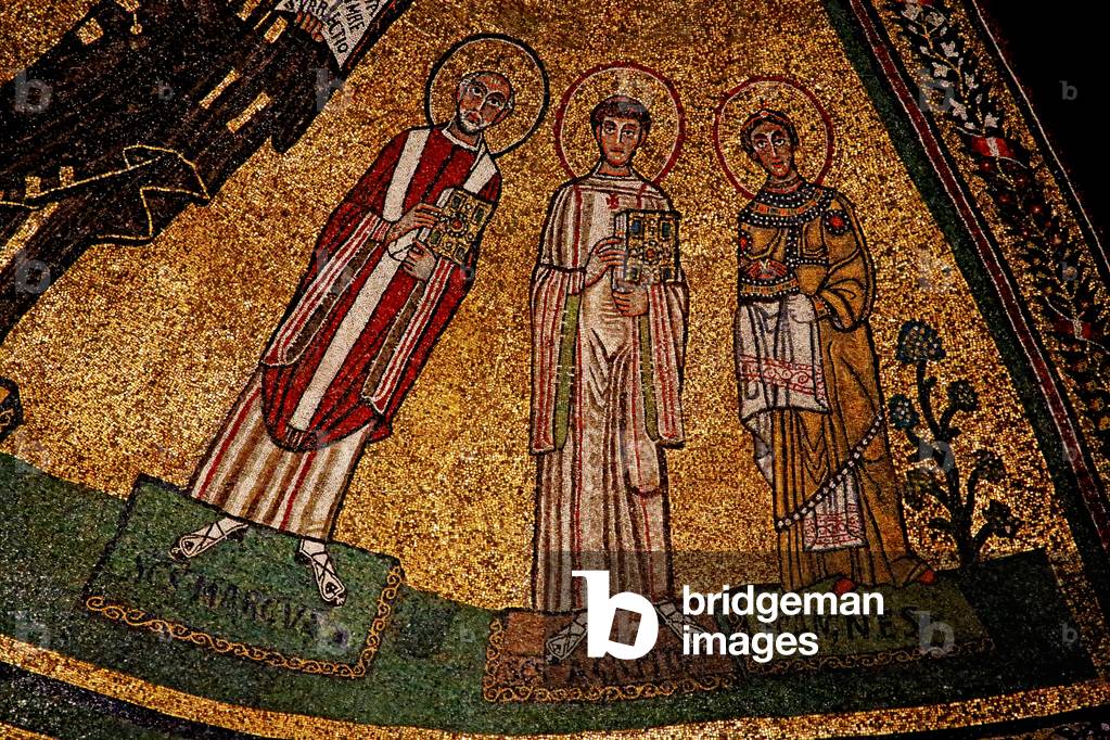 Bild von Fotografie "Apsis Mosaik mit Christus und Heiligen"