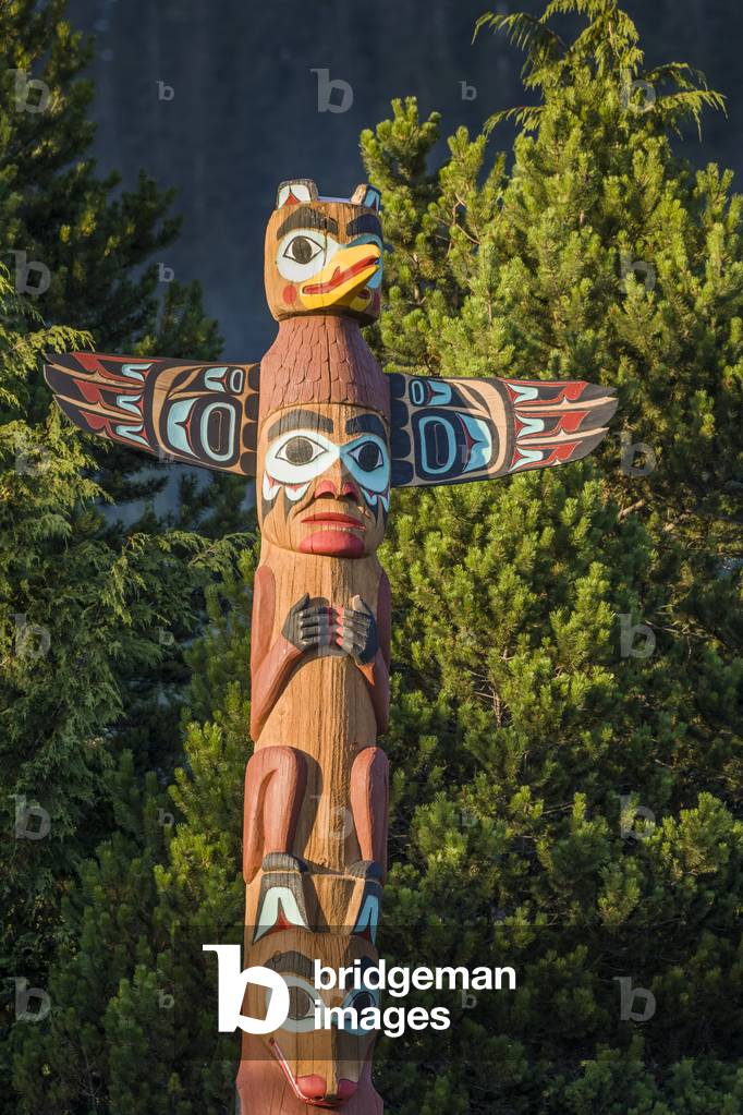 Image of Totem Pole In Saxman Village At Ketchikan, Alaska (photo)