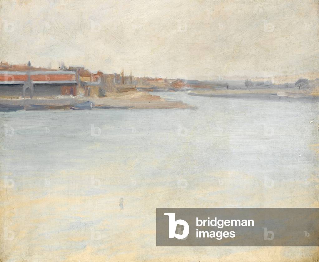 Boulogne sur Mer - a view of the Port (oil on canvas) 