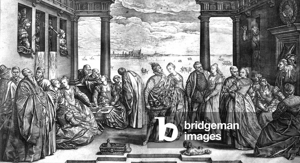 Palla da festa in palazzo di Venezia XVI secolo, incisione