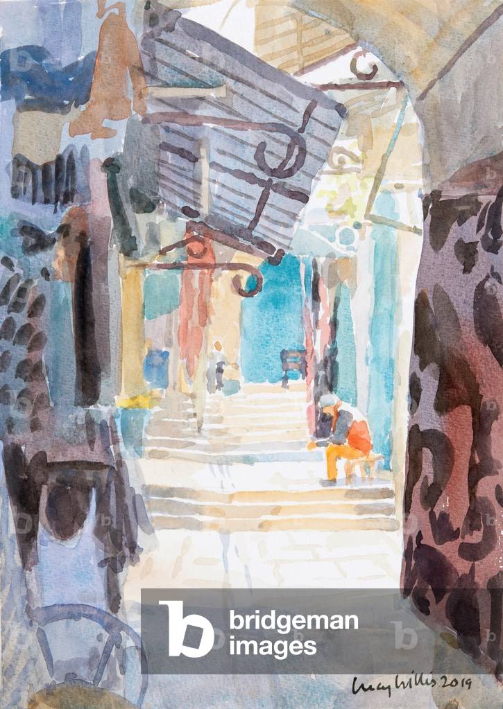 Piazza del mercato, Gerusalemme Vecchia, 2019 (w/c su carta)