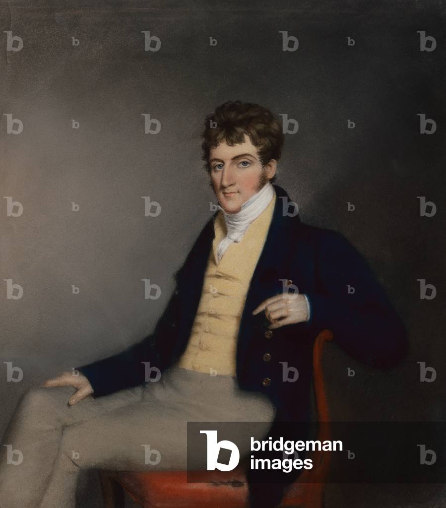 Porträt eines Herrn in einer gelben Weste, um 1795 (Pastell auf Papier)