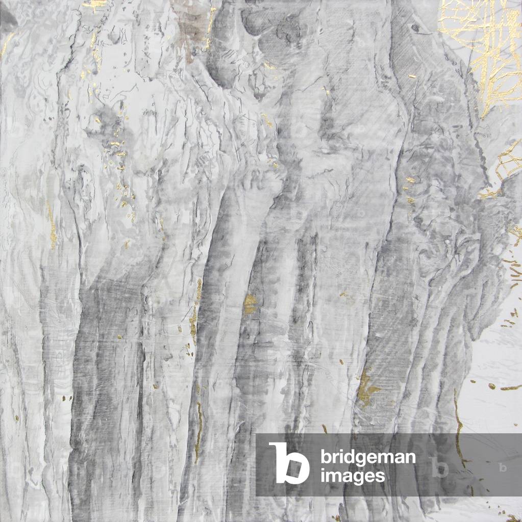 The Witness (Ankerwycke Yew) II, 2015 (olio, foglia d'oro e gesso su tela)