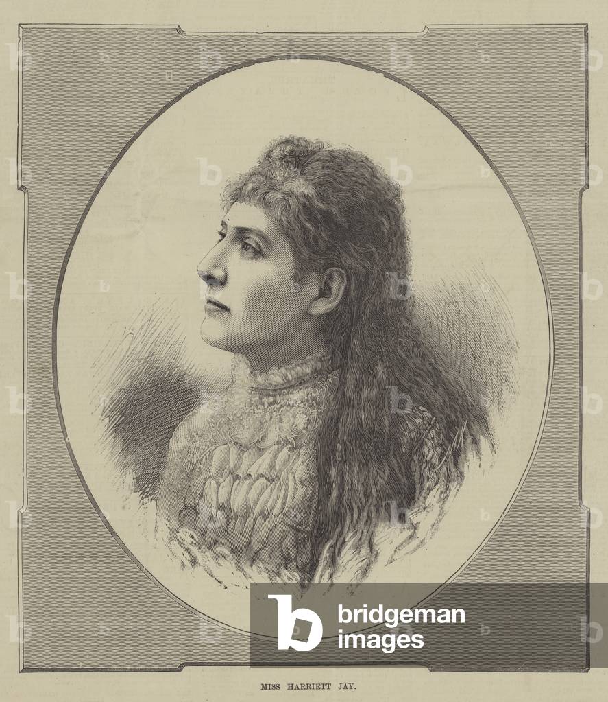 "Miss Harriett Jay (Gravur)" 1880 von English School, b/w