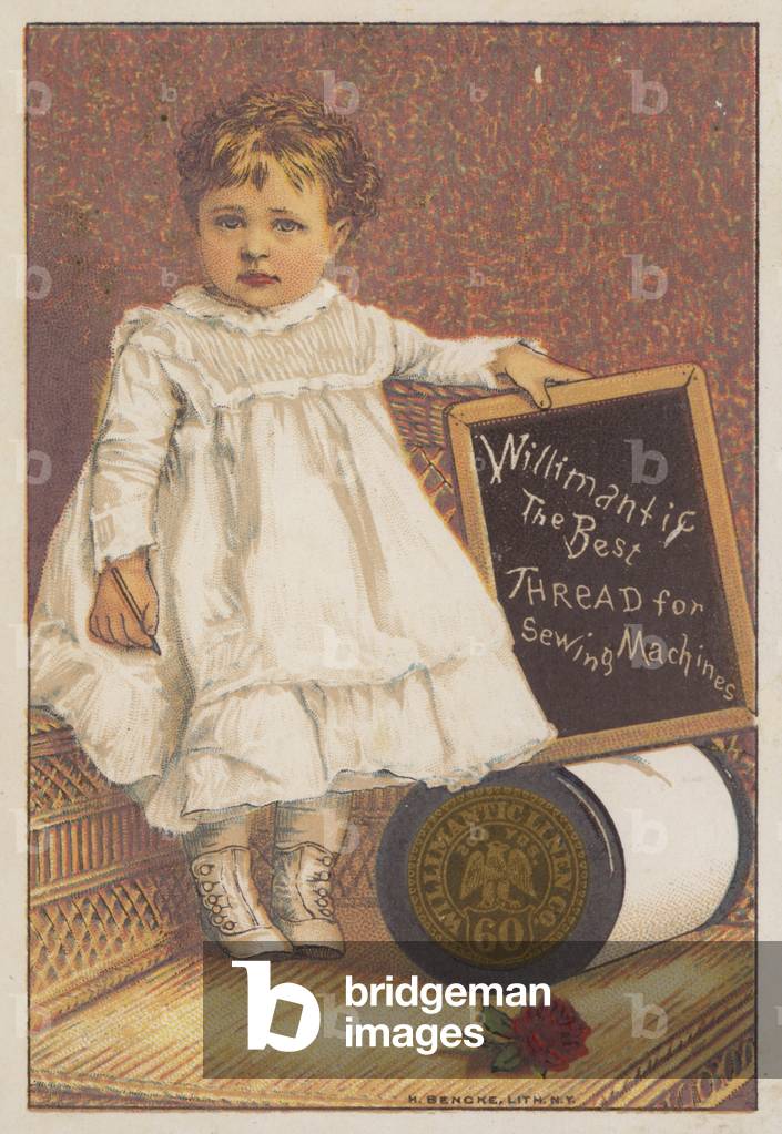 Little Girl Holding Kreidebrett (chromolitho)