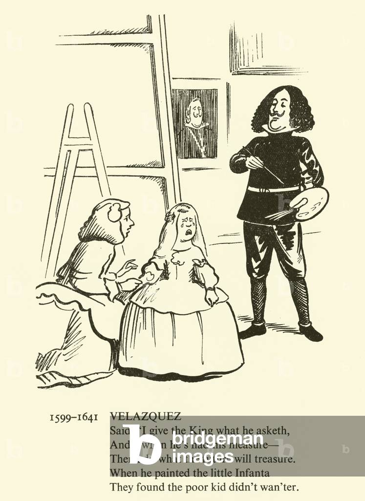 Image of Print depicting Velazquez (litho) by H M Bateman, b/w
