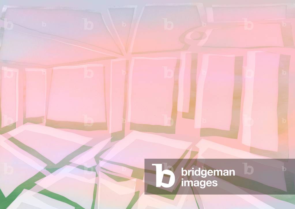 Pastel Interior, 2018 (inchiostro, stencil, acquerello)