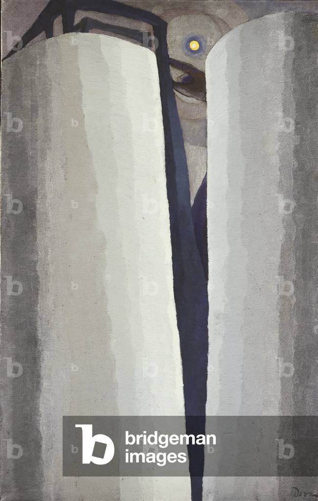 Silver Tanks and Moon, 1930 (Öl und Metallfarbe auf Leinwand)