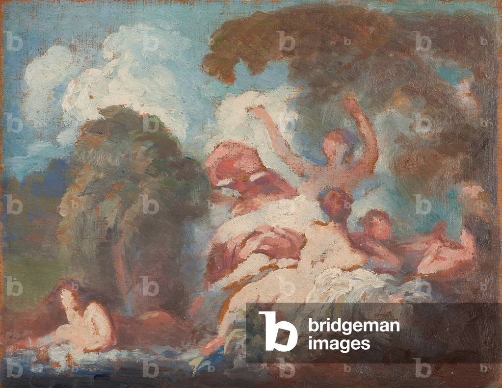 schizzo dopo les baigneuses di fragonard, c. 1905-10 (olio su pannello)