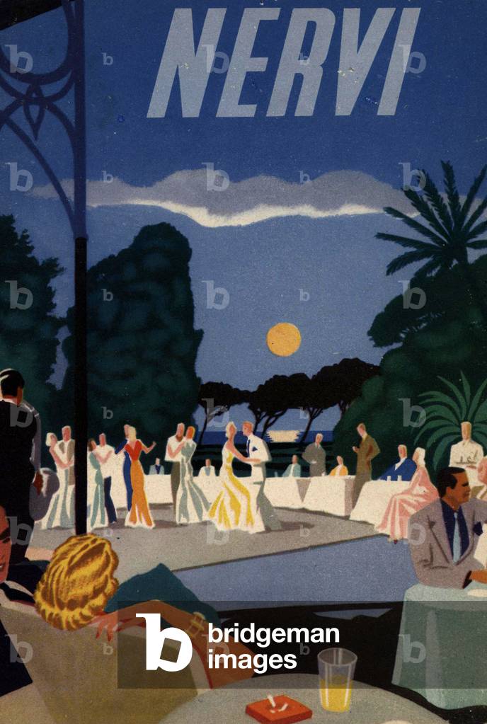 Station balneaire de Nervi pres de Genes en Italie Illustration extraite d'un depliant touristique de 1940